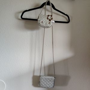 Lot of two silver leather mini purses